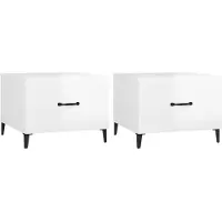 vidaXL Couchtische mit Metallbeinen 2 Stk. Hochglanz-Weiß 50x50x40 cm