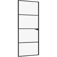 vidaXL Innentür Schwarz 83x201,5 cm Hartglas & Aluminium Schlank