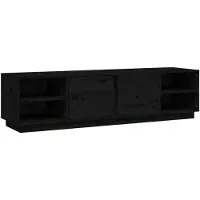vidaXL TV-Schrank Schwarz 156x40x40 cm Massivholz Kiefer
