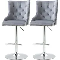HOMCOM 2er Set Barhocker Barstühle Drehstühle höhenverstellbar modern Hellgrau
