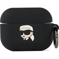 Karl Lagerfeld , Silikonhülle AirPods 1/2 Karl Head 3D luxus stoßfest, Schwarz