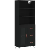 vidaXL Highboard Schwarz 69,5x34x180 cm Holzwerkstoff