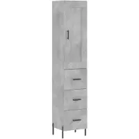 vidaXL Highboard Betongrau 34,5x34x180 cm Holzwerkstoff