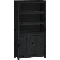 vidaXL Highboard Schwarz 80x35x154 cm Massivholz Kiefer