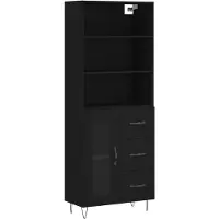 vidaXL Highboard Schwarz 69,5x34x180 cm Holzwerkstoff