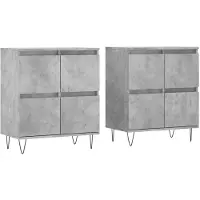 vidaXL Sideboards 2 Stk. Betongrau Holzwerkstoff