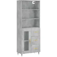 vidaXL Highboard Betongrau 69,5x34x180 cm Holzwerkstoff