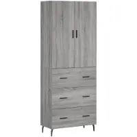 vidaXL Highboard Grau Sonoma 69,5x34x180 cm Holzwerkstoff