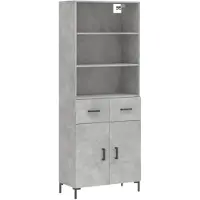 vidaXL Highboard Betongrau 69,5x34x180 cm Holzwerkstoff