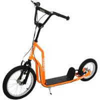 HOMCOM Kinderroller ab 5 jahre Tretroller Scooter Luftreifen verstellbar Orange