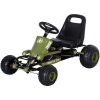 HOMCOM Go Kart Tretauto Kinderfahrzeug Pedalfahrzeug mit Handbremse Kinder Grün