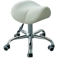 HOMCOM Arbeitshocker Drehstuhl Rollhocker Sattelhocker Creme 02-0693