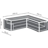 Perel Outdoor-Abdeckung für Garten-Set, grau, L-Form, 250 cm x 250 cm x 70 cm