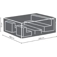 Perel Outdoor-Abdeckung für Garten-Set, grau, rechteckig, 240 cm x 180 cm x 75 cm