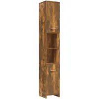 vidaXL Badezimmerschrank Räuchereiche 30x30x183,5 cm Holzwerkstoff