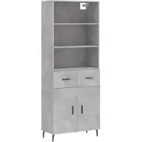 vidaXL Highboard Betongrau 69,5x34x180 cm Holzwerkstoff