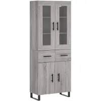 vidaXL Highboard Grau Sonoma 69,5x34x180 cm Holzwerkstoff