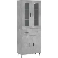 vidaXL Highboard Betongrau 69,5x34x180 cm Holzwerkstoff
