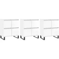 vidaXL Sideboards 3 Stk. Hochglanz-Weiß Holzwerkstoff