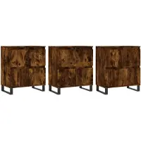 vidaXL Sideboards 3 Stk. Räuchereiche Holzwerkstoff