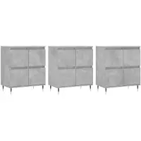 vidaXL Sideboards 3 Stk. Betongrau Holzwerkstoff