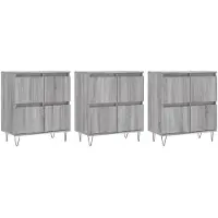 vidaXL Sideboards 3 Stk. Grau Sonoma Holzwerkstoff