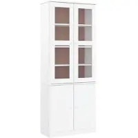 vidaXL Vitrinenschrank ALTA Weiß 77x35x186,5 cm Massivholz Kiefer