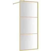 vidaXL Duschwand für Begehbare Dusche mit ESG Klarglas Golden 80x195cm