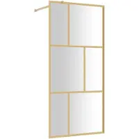 vidaXL Duschwand für Begehbare Dusche mit ESG Klarglas Golden 90x195cm
