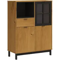 vidaXL Highboard mit Glastür FLAM 92x40x122,5 cm Massivholz Kiefer