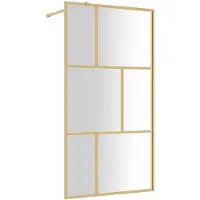 vidaXL Duschwand für Begehbare Dusche ESG Klarglas Golden 100x195cm