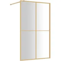 vidaXL Duschwand für Begehbare Dusche ESG Klarglas Golden 118x195cm