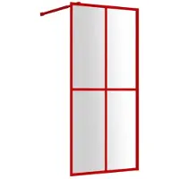 vidaXL Duschwand für Begehbare Dusche mit ESG Klarglas Rot 100x195 cm