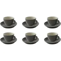 Palmer colors Kaffeetassen - 6er-Set, Porzellan, anthrazit grau, 18 cl – 14 cm moderne, kompakte Form, für Kaffee, Cappuccino, Tee und Kakao