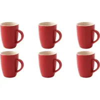 Palmer 6 x Colors Tasse, Porzellan, 0,18 Liter, spülmaschinenfest, außen rot, innen weiß, farbechte Glasur für Heißgetränke