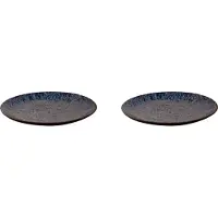 Palmer flache Teller-Set LESTER, 2 x FrühStücksteller aus Steinzeug Ø 21 cm, Teller blauschwarz, modernes Steinzeug Geschirr