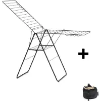 Brabantia HangOn Droogrek inklapbaar - 25 meter - met Wasknijpertasje - Matt Black