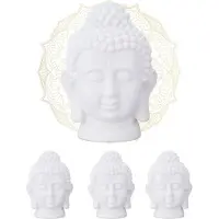 Relaxdays 4 x Buddha Kopf Weiß