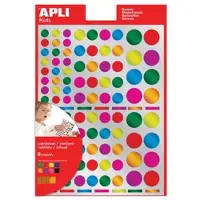APLI Kids Sticker "Rund", auf Bogen, Metallicfarben aus Papier, permanent, 6 Blatt, 104 Sticker pro Blatt