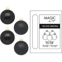 Inge’s Christmas Decor 12 Weihnachtskugeln 8cm Glas Christbaumkugeln Weihnachtsbaumkugeln Set schwarz
