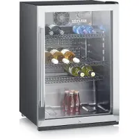 Severin Flaschenkühlschrank FKS 8840 aus Glas, schwarzsilber Kühlschrank Flaschenkühlschrank Kühlschrank Klein Mini Kühlschrank Minibar
