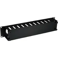 PROCABLE 19" 2HE Kabelführungspanel mit Abdeckung, RAL9005 Mit frontseitiger Abdeckung mit SchnellverschlussZ