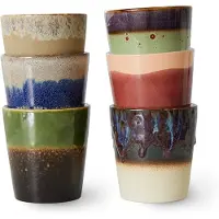 HK Living Erdungsset für Kaffeetassen aus Keramik im Stil der 70er Jahre, 6-teilig – ACE7218