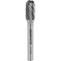 Graphite HM-Frässtift, zylindrisch abgerundet, Form C, HM-Schneidwerkzeug, Ø 10 mm, Kopflänge 20 mm, Stift- Ø 6mm, Stiftlänge 45 mm, Karbidfräser für Geradschleifer
