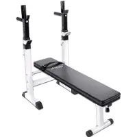 Physionics Multifunktion Hantelbank - mit zwei Ablagen + Dip-Griffen, Klappbar & Höhenverstellbar, Gesamtbelastung: 200 kg - Trainingsbank