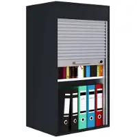 VCM Aktenschrank "Holz Büroschrank Aktenschrank Rollladen Aktos L", schwarz, B:50cm T:40cm, Obermaterial: 100% Holz Wood., Schränke, Aktenschrank