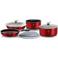 Berlinger Haus Berlinger namas 9-PIECE SET OF POTS. CLICK COOK METALLIC LINE BURGUNDY BH-6145
