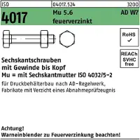 Bufab Sechskantschraube ISO 4017 VG m.Mutter M 16 x 50 5.6 AD W7 feuerverzinkt