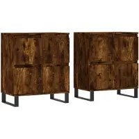 vidaXL Sideboards 2 Stk. Räuchereiche Holzwerkstoff
