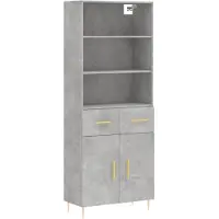 vidaXL Highboard Betongrau 69,5x34x180 cm Holzwerkstoff